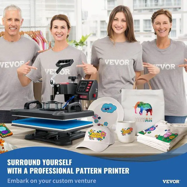 Alt view image 3 of 8 - VEVOR Heat Press, 5 in 1 Heat Press Machine Machine 12x15, Clamshell Sublimation Transfer Printer Fast Heat-up, Digital Precise Temperature Control, Vinyl Heat Press for T-Shirt Plate Mug Cup, 900W
