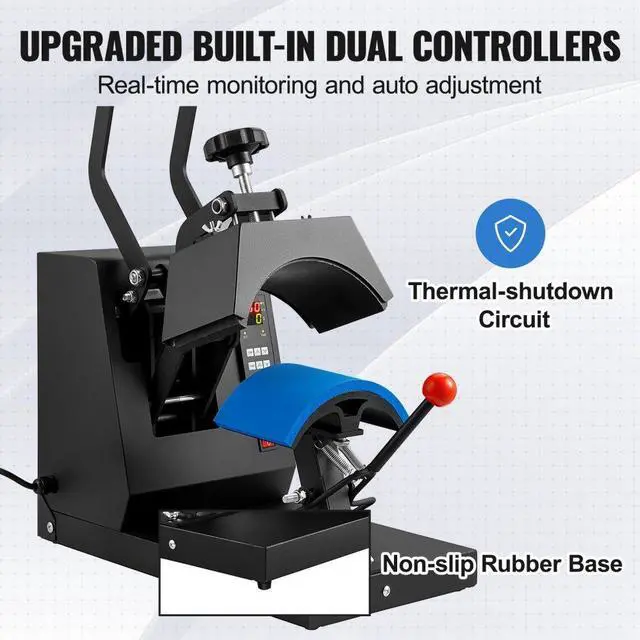 Alt view image 7 of 8 - VEVOR Hat Heat Press, 4-in-1 Cap Heat Press Machine, 6x3inches Clamshell Sublimation Transfer, LCD Digital Timer Temperature Control with 4pcs Curved Heating Elements (6x3/6.7x2.7/6.7x2.7/8.1x3.5)