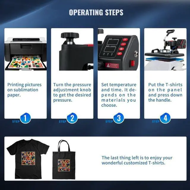 Alt view image 6 of 8 - VEVOR Heat Press, 5 in 1 Heat Press Machine Machine 12x15, Clamshell Sublimation Transfer Printer Fast Heat-up, Digital Precise Temperature Control, Vinyl Heat Press for T-Shirt Plate Mug Cup, 900W