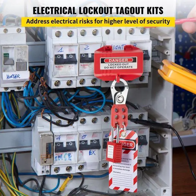 Alt view image 3 of 8 - VEVOR 43 PCS Lockout Tagout Kits, Electrical Safety Loto Kit Includes Padlocks, 5 Kinds of Lockouts, Hasps, Tags & Ties, Box, Lockout Safety Tools for Electrical Risk Removal in Industrial, Machinery
