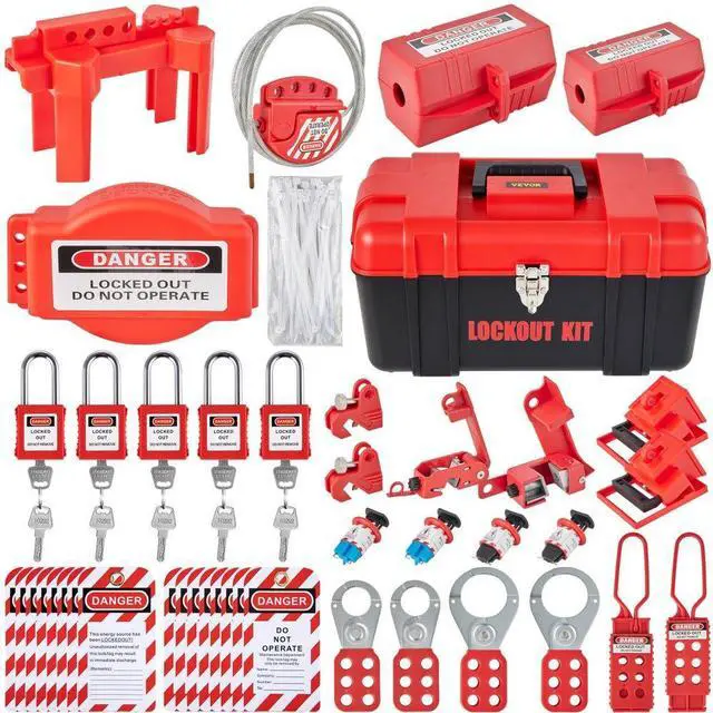 Alt view image 2 of 8 - VEVOR 43 PCS Lockout Tagout Kits, Electrical Safety Loto Kit Includes Padlocks, 5 Kinds of Lockouts, Hasps, Tags & Ties, Box, Lockout Safety Tools for Electrical Risk Removal in Industrial, Machinery