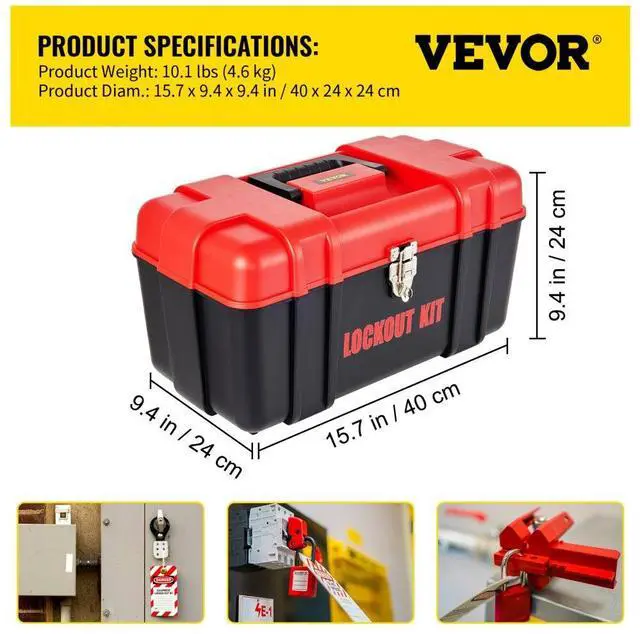 Alt view image 8 of 8 - VEVOR 43 PCS Lockout Tagout Kits, Electrical Safety Loto Kit Includes Padlocks, 5 Kinds of Lockouts, Hasps, Tags & Ties, Box, Lockout Safety Tools for Electrical Risk Removal in Industrial, Machinery