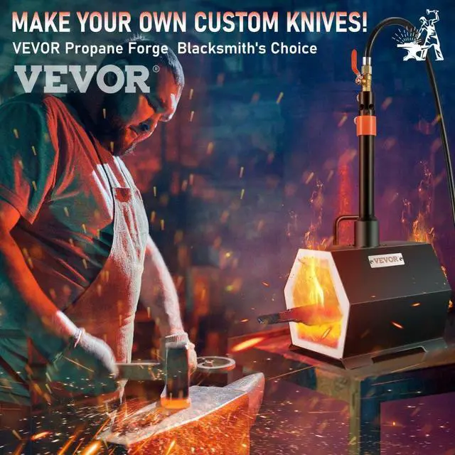 Alt view image 3 of 8 - VEVOR Propane Forge Portable, Single Burner Tool and Knife Making, Large Capacity Blacksmith Farrier Forges, Mini Furnace Blacksmithing, Gas Forging Tools and Equipment, Complete Kit