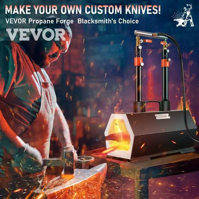 Alt view image 3 of 8 - VEVOR Propane Forge Portable, Double Burner Tool and Knife Making, Large Capacity Blacksmith Farrier Forges, Mini Furnace Blacksmithing, Gas Forging Tools and Equipment, Complete Kit