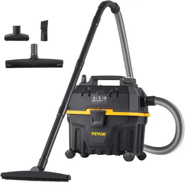 Alt view image 2 of 8 - VEVOR Wet Dry Vac, 4 Gallon, 5 Peak HP, 3 in 1 Shop Vacuum with Blowing Function Portable Attachments to Clean Floor, Upholstery, Gap, Car, ETL Listed, Black