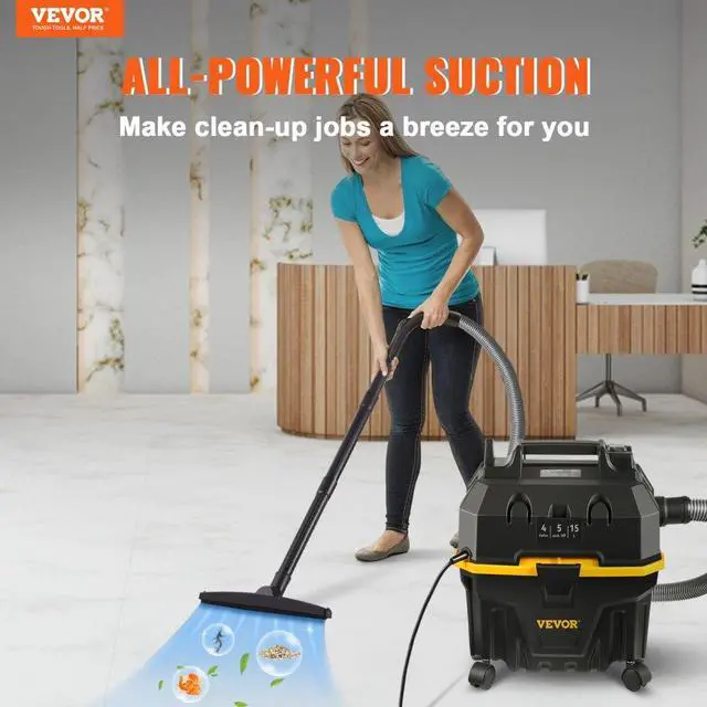 Alt view image 3 of 8 - VEVOR Wet Dry Vac, 4 Gallon, 5 Peak HP, 3 in 1 Shop Vacuum with Blowing Function Portable Attachments to Clean Floor, Upholstery, Gap, Car, ETL Listed, Black