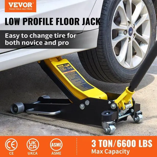Alt view image 3 of 8 - VEVOR 3 Ton Low Profile Aluminum Steel Racing Floor Jack Dual Pump Lift Car Auto