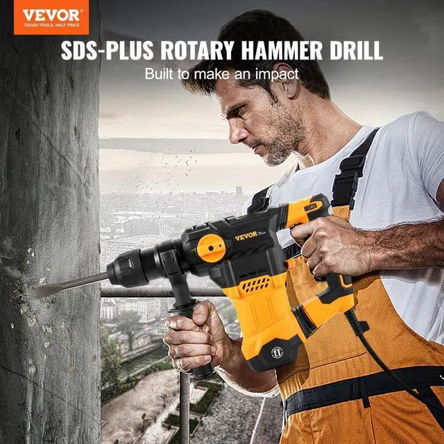 Alt view image 3 of 8 - VEVOR Rotary Hammer Drill Corded Drills 1-1/4" 4 Modes SDS-Plus Chipping Hammers