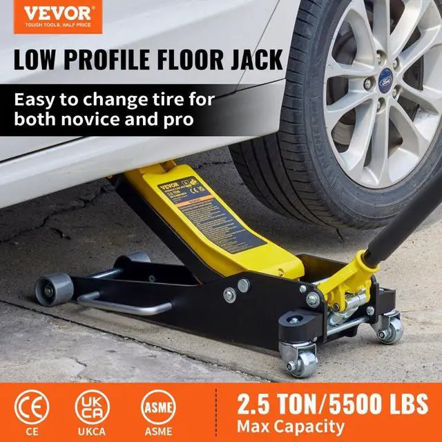 Alt view image 3 of 8 - VEVOR Floor Jack, 2.5 Ton Low Profile Floor Jack, Aluminum and Steel Racing Floor Jack with Dual Pistons Quick Lift Pump, Floor Jack Lifting Range 3-3/4"-18-7/10"