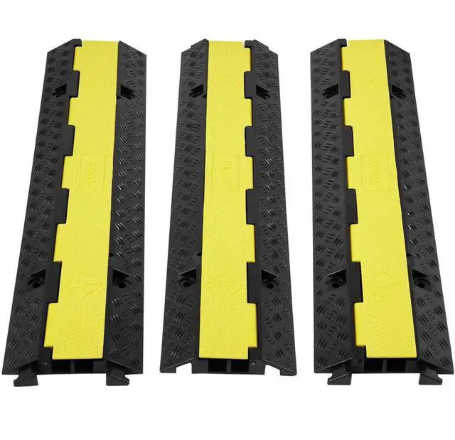 Alt view image 2 of 8 - VEVOR 3 PCs Cable Protector Ramp 2 Channel 12000 lbs Load Wire Cable Cover Ramp