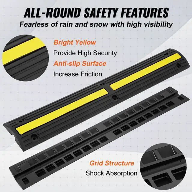Alt view image 7 of 9 - VEVOR 4 PCs 39'' Cable Protector Ramp 18000 lbs Speed Bump Floor Cable Protector