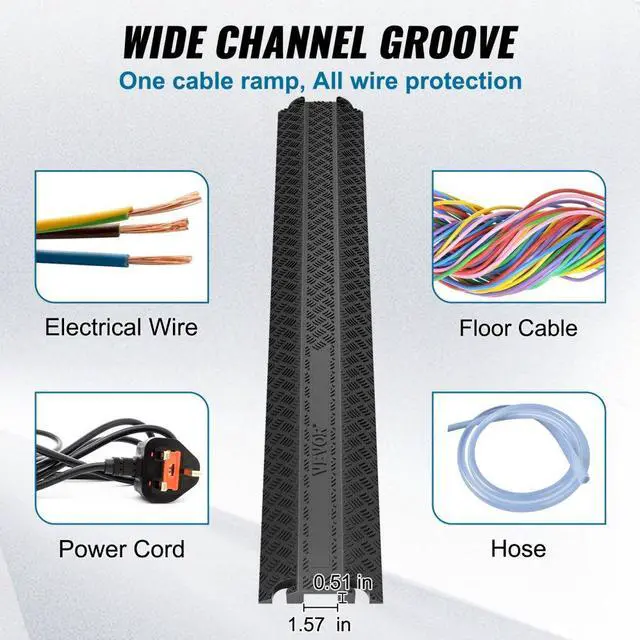 Alt view image 4 of 11 - VEVOR 39 in Speed Bump 2000 lbs Cable Hose Protector Ramp Drop Over Cord Cover