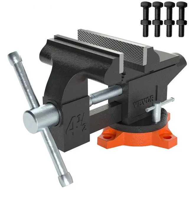 Alt view image 2 of 8 - VEVOR 4.5" Bench Vise w/ Anvil 240Swivel Base Heavy Duty Multipurpose Vise