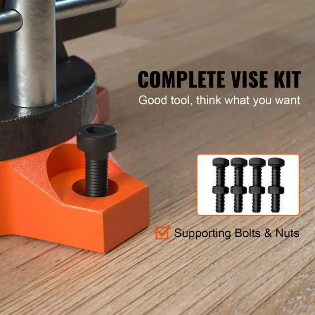Alt view image 5 of 8 - VEVOR 4.5" Bench Vise w/ Anvil 240Swivel Base Heavy Duty Multipurpose Vise