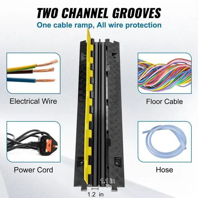 Alt view image 4 of 8 - VEVOR 5PCs Cable Protector Ramp 2Channel 22000lbs Load TPU Wire Cable Cover Ramp