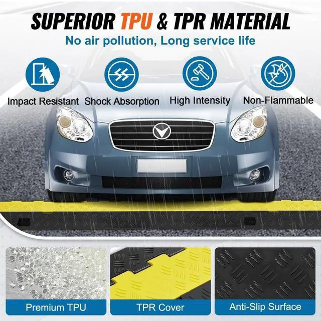 Alt view image 5 of 8 - VEVOR 5PCs Cable Protector Ramp 2Channel 22000lbs Load TPU Wire Cable Cover Ramp