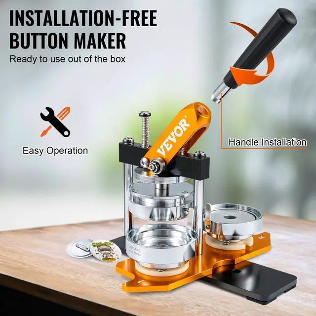 Alt view image 6 of 8 - VEVOR Button Maker Machine Badge Pin Machine 3" 75 MM 100 Free Parts Press Kit