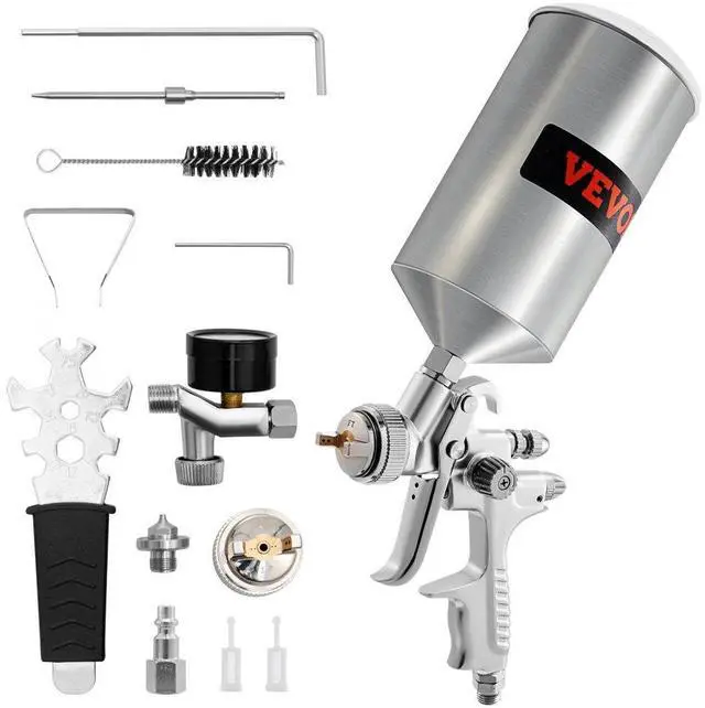 Alt view image 2 of 8 - VEVOR HVLP Auto Paint Air Spray Kit Gravity Feed Car Primer 1.3/1.7mm Nozzle