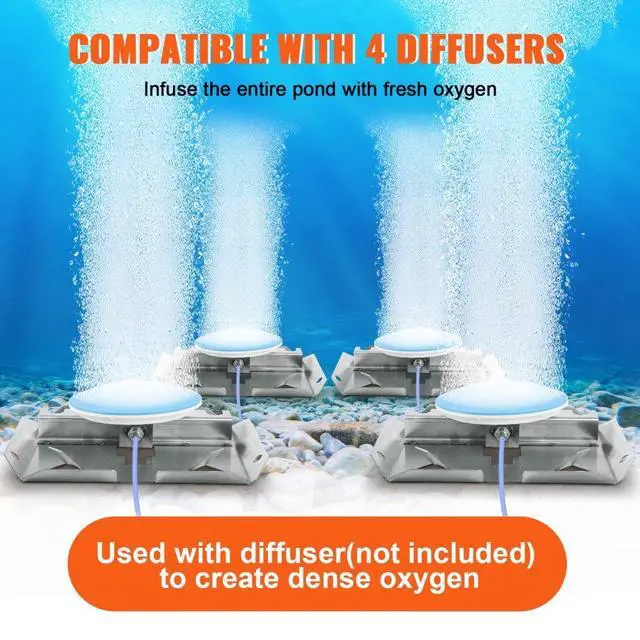 Alt view image 6 of 8 - VEVOR Pond Aerator Lake Pond Aeration Kit 3/4 HP 550W 5.2CFM for Up to 3 Acre