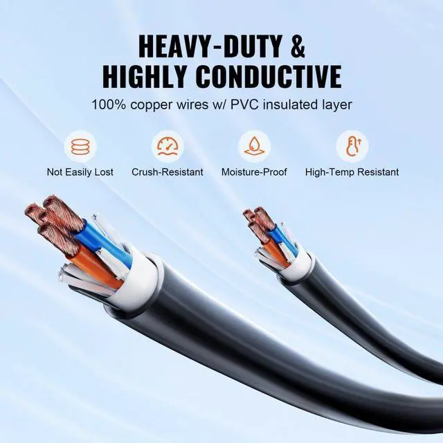 Alt view image 4 of 8 - VEVOR 50ft RV Power Cord Generator Cord 50A NEMA SS2-50R/NEMA 14-50P ETL Listed