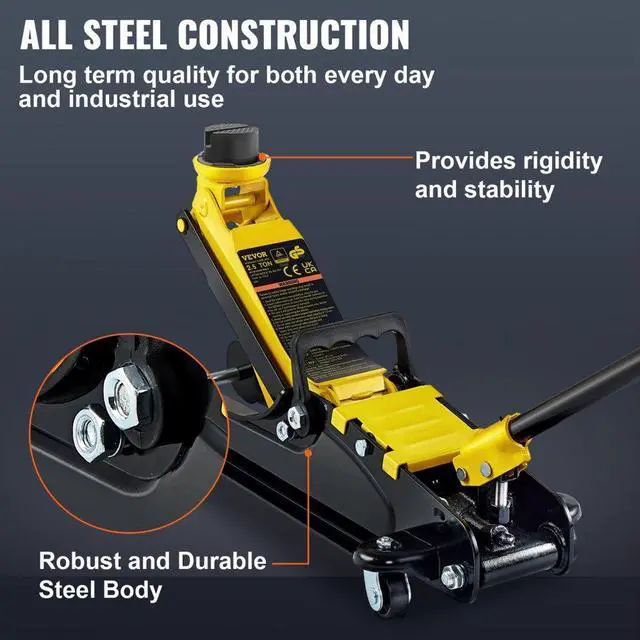 Alt view image 5 of 8 - VEVOR Low Profile Floor Jack 2.5 Ton Heavy Steel Single Piston Hydraulic Pump