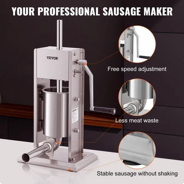 Alt view image 4 of 8 - VEVOR Sausage Stuffer 5LBS/3L Capacity Homemade Sausage Maker Stainless Steel