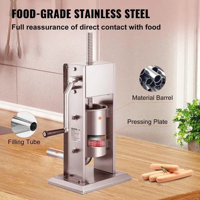 Alt view image 6 of 8 - VEVOR Sausage Stuffer 5LBS/3L Capacity Homemade Sausage Maker Stainless Steel
