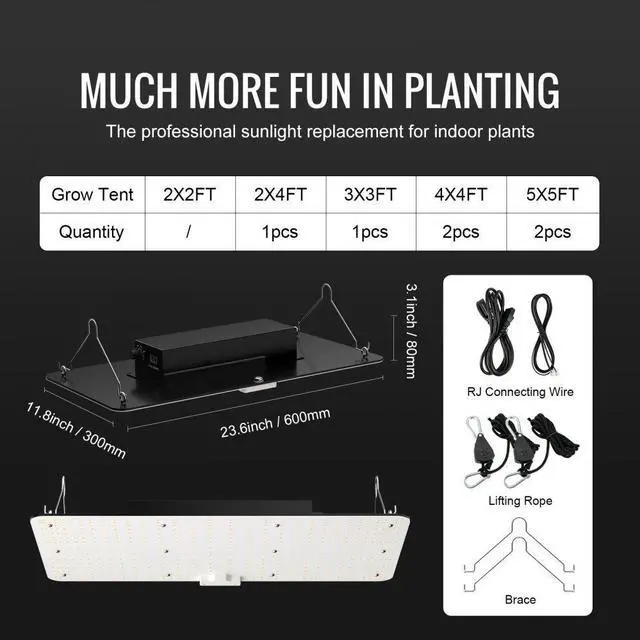 Alt view image 8 of 15 - VEVOR 200W LED Grow Light, Samsung 281B+PRO Chips for Indoor Plants Growing, Full Spectrum Dimmable, High Yield Growing Lamp, Daisy Chain Driver, 2x4/3x3 ft Grow Tent