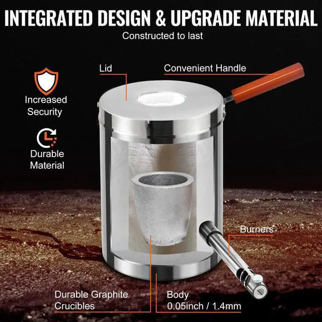 Alt view image 6 of 8 - VEVOR 6KG Propane Smelting Furnace Kit Melting Furnace Stainless Steel 2700