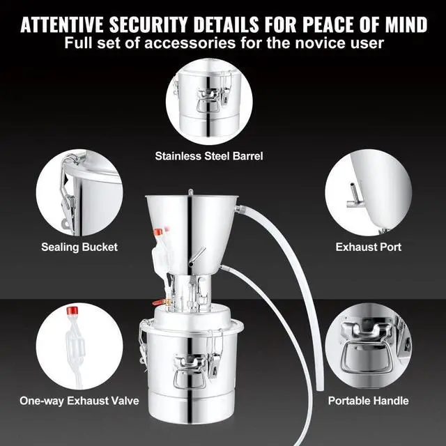Alt view image 7 of 8 - VEVOR 18 Gal Alcohol Distiller Machine Brewing Equipment DIY Whiskey Home Still