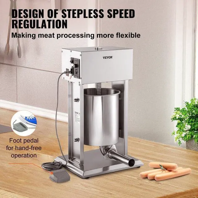 Alt view image 5 of 8 - VEVOR Electric Sausage Stuffer 10L Variable Speed Sausage Maker Stainless Steel