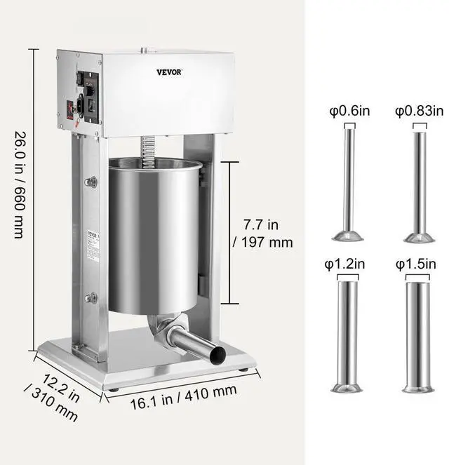 Alt view image 8 of 8 - VEVOR Electric Sausage Stuffer 10L Variable Speed Sausage Maker Stainless Steel