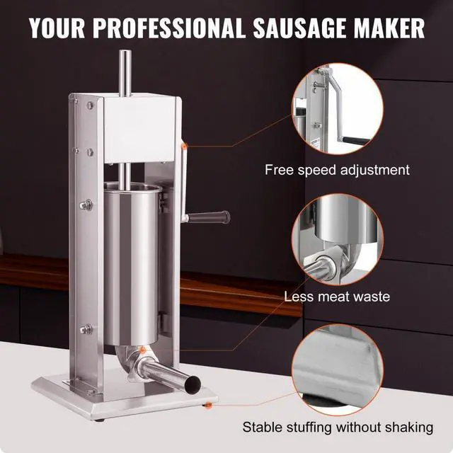 Alt view image 4 of 8 - VEVOR Sausage Stuffer 8LBS/5L Capacity Homemade Sausage Maker Stainless Steel