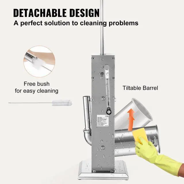 Alt view image 7 of 8 - VEVOR Sausage Stuffer 8LBS/5L Capacity Homemade Sausage Maker Stainless Steel