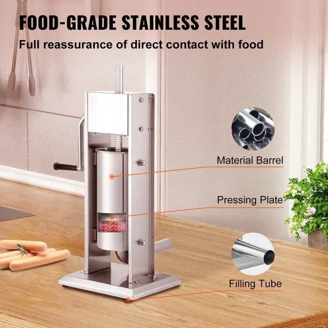Alt view image 6 of 8 - VEVOR Sausage Stuffer 8LBS/5L Capacity Homemade Sausage Maker Stainless Steel