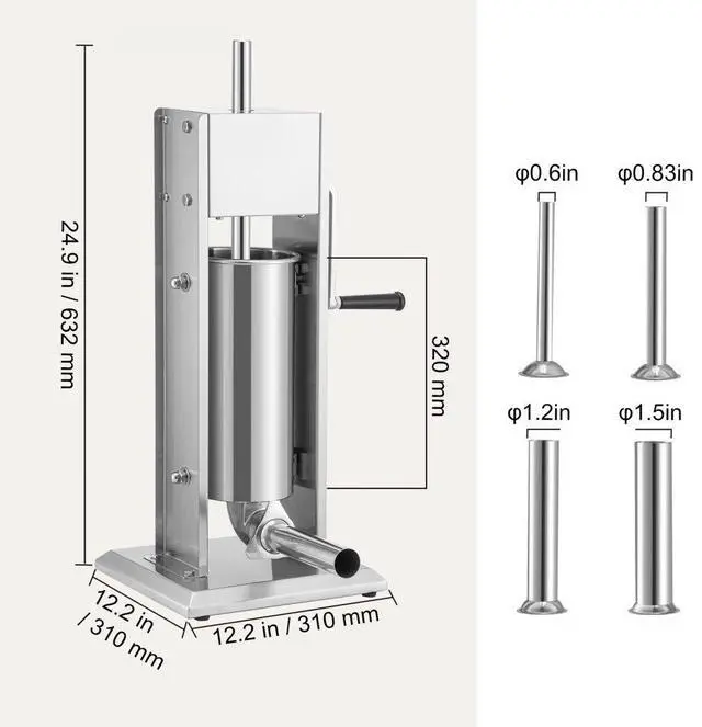 Alt view image 8 of 8 - VEVOR Sausage Stuffer 8LBS/5L Capacity Homemade Sausage Maker Stainless Steel