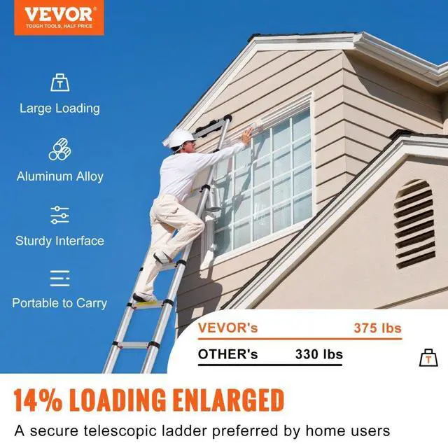 Alt view image 3 of 8 - VEVOR Telescoping Ladder Aluminum Extension Step 10.5 ft Multi-purpose Portable