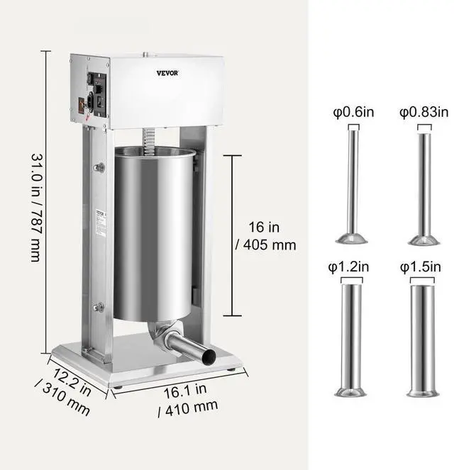 Alt view image 8 of 8 - VEVOR Electric Sausage Stuffer 15L Variable Speed Sausage Maker Stainless Steel