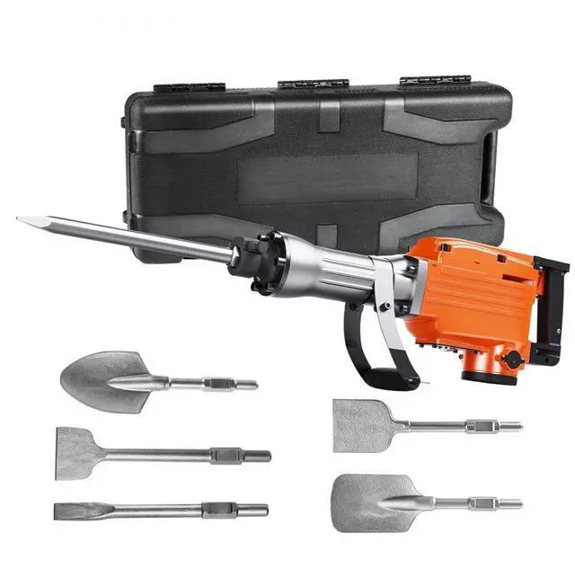 Alt view image 2 of 15 - VEVOR Demolition Jack Hammer Concrete Breaker 2200W Electric Hammer 6 Chisel Bits