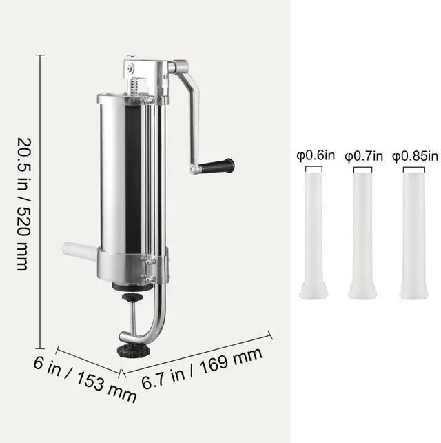 Alt view image 8 of 8 - VEVOR Sausage Stuffer 5LBS/3L Capacity Homemade Sausage Maker Stainless Steel