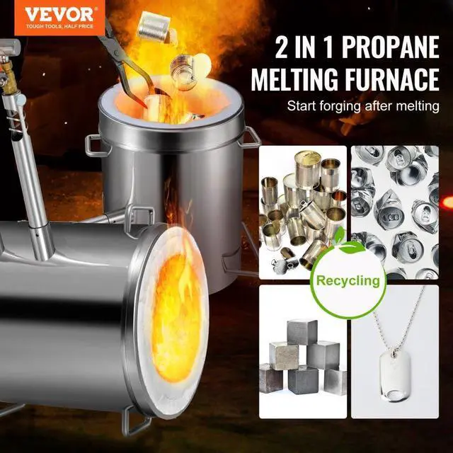 Alt view image 3 of 8 - VEVOR 12KG Propane Smelting Furnace Kit Melting Furnace Double Burners 2700