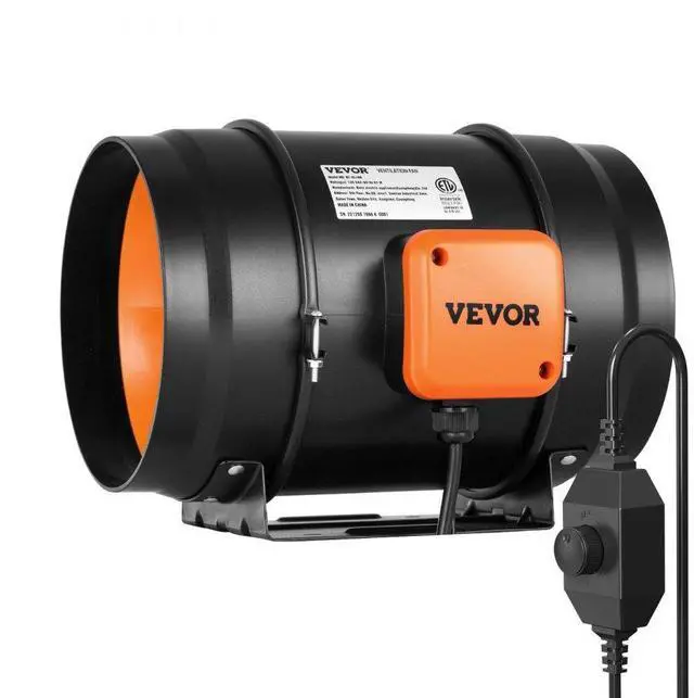 Alt view image 2 of 8 - VEVOR 8 Inch Inline Duct Fan HVAC Exhaust Blower Kit AC Variable Speed Control