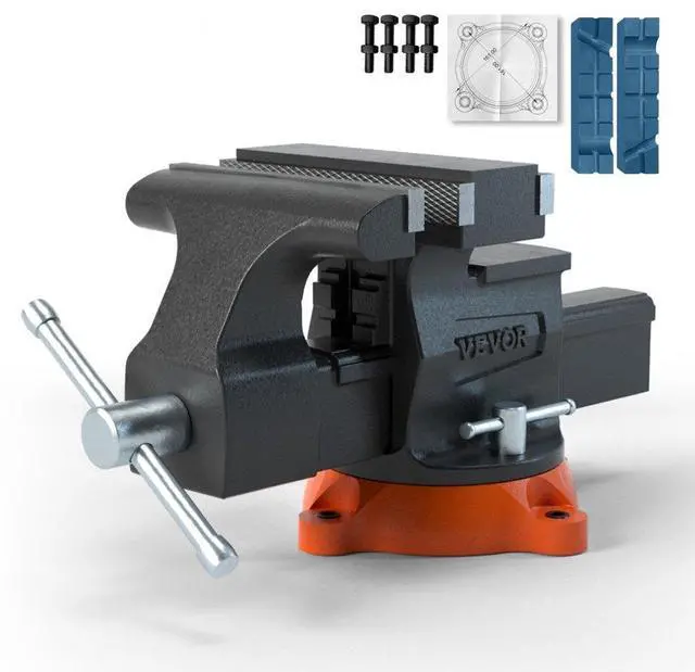 Alt view image 2 of 8 - VEVOR 6.5" Bench Vise w/ 360Swivel Locking Base & Two-way Jaw Ductile Iron