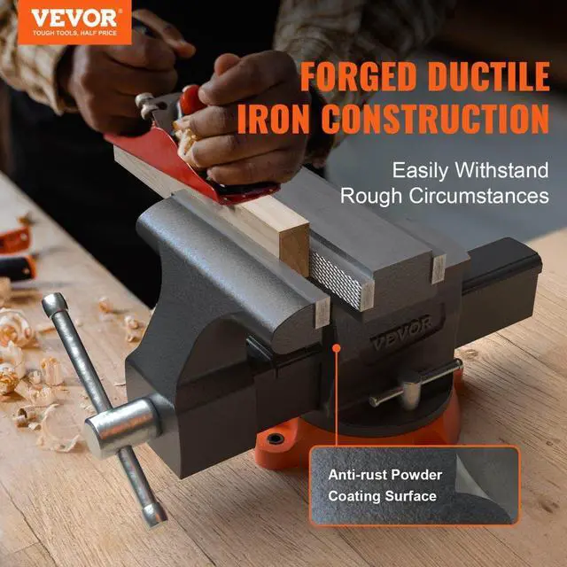 Alt view image 3 of 8 - VEVOR 6.5" Bench Vise w/ 360Swivel Locking Base & Two-way Jaw Ductile Iron