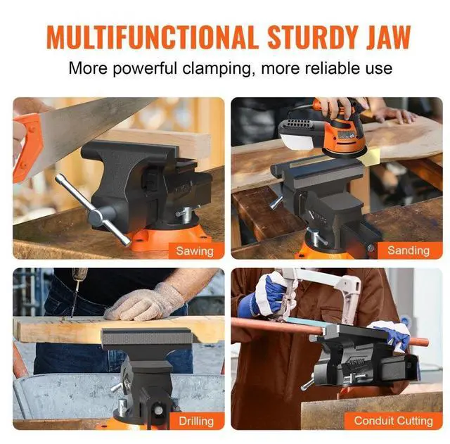 Alt view image 7 of 8 - VEVOR 6.5" Bench Vise w/ 360Swivel Locking Base & Two-way Jaw Ductile Iron