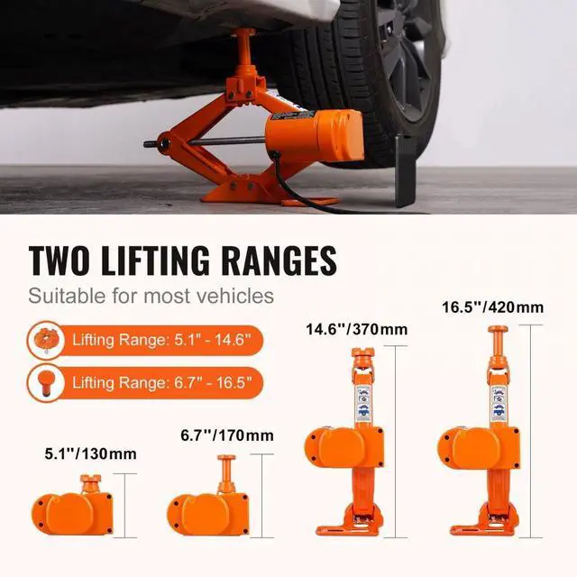 Alt view image 4 of 8 - VEVOR Electric Car Jack Floor Jack 3 Ton Electric Scissor Jack Car Repair Tool