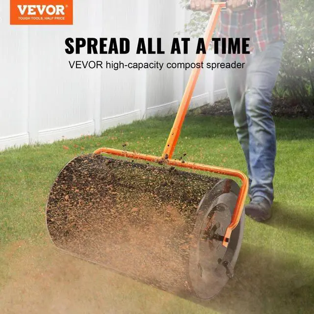 Alt view image 3 of 8 - VEVOR Compost Spreader Peat Moss Spreader 24 inch Wide 24.4-26.4" Height Adjustable Lawn & Garden Spreaders Compost, Top Soil, Mulch - Durable Lightweight Multi-Purpose Yard Care Equipment