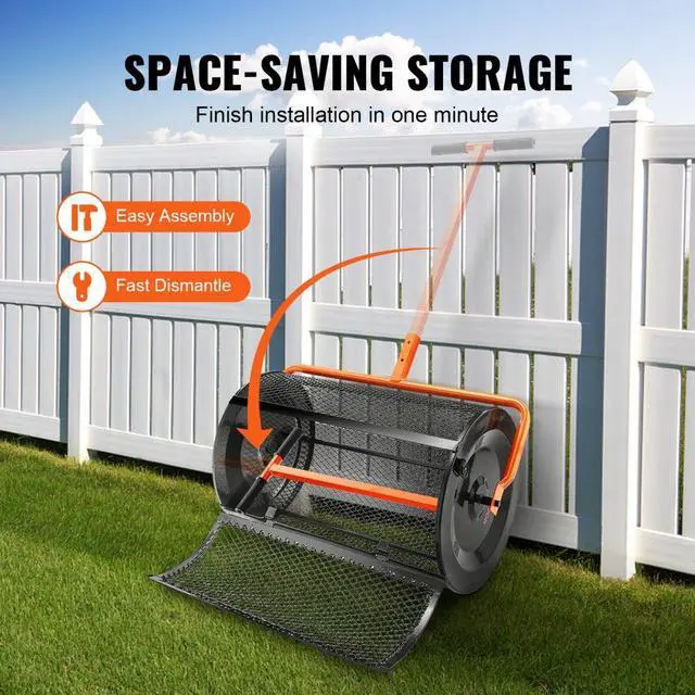 Alt view image 7 of 8 - VEVOR Compost Spreader Peat Moss Spreader 24 inch Wide 24.4-26.4" Height Adjustable Lawn & Garden Spreaders Compost, Top Soil, Mulch - Durable Lightweight Multi-Purpose Yard Care Equipment