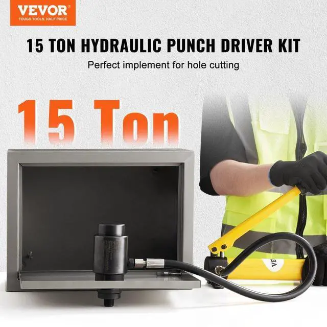 Alt view image 3 of 8 - VEVOR 15 Ton Hydraulic Knockout Punch Driver Kit Hole Tool 1/2"-4" with 10 Dies