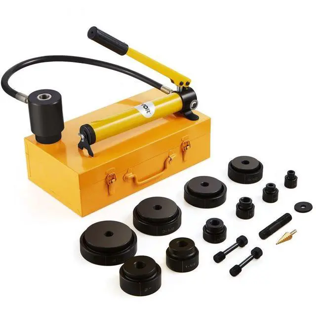 Alt view image 2 of 8 - VEVOR 15 Ton Hydraulic Knockout Punch Driver Kit Hole Tool 1/2"-4" with 10 Dies